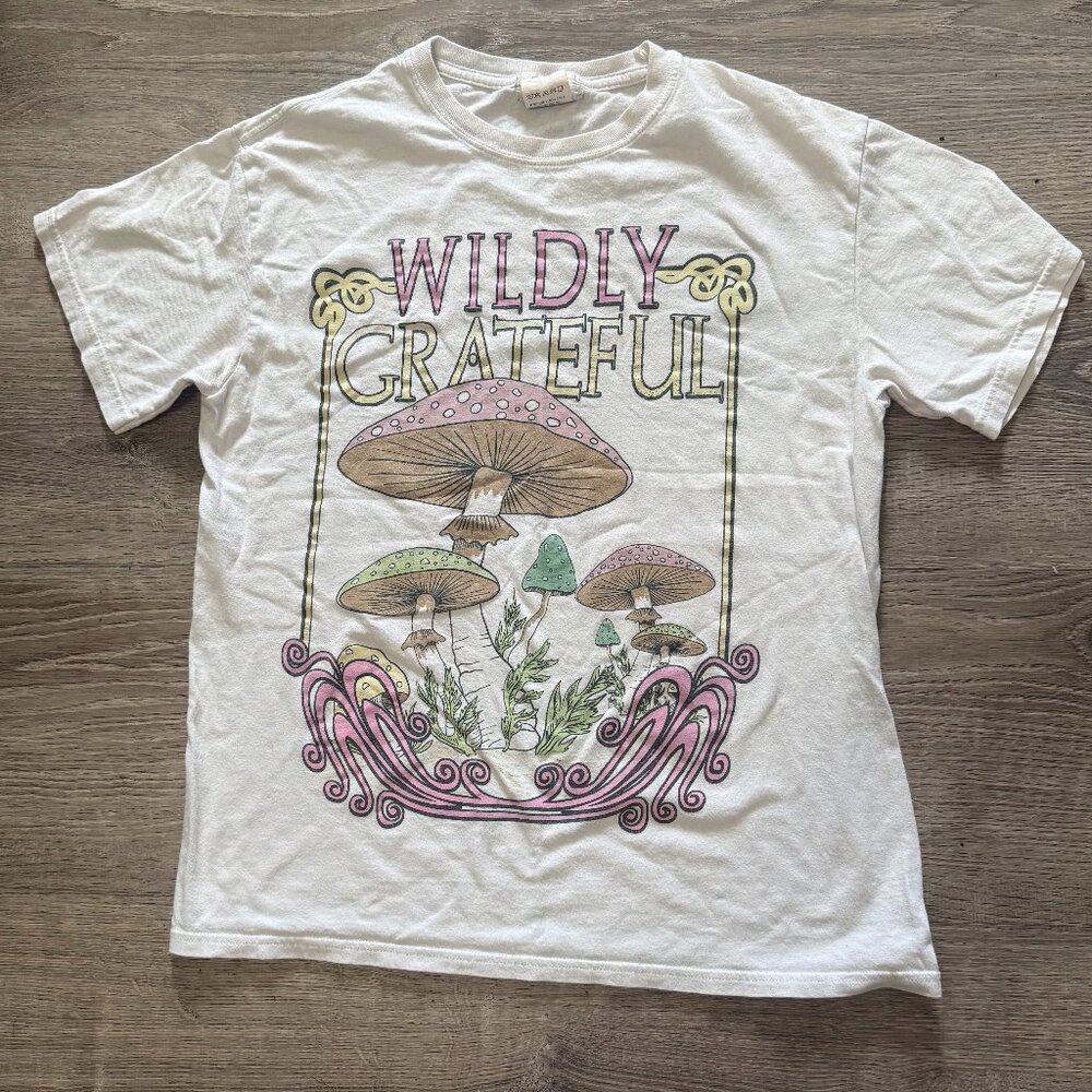 Urban Nation Womens Honey Flowers Distressed Short Sleeve T-shirt Off White XL